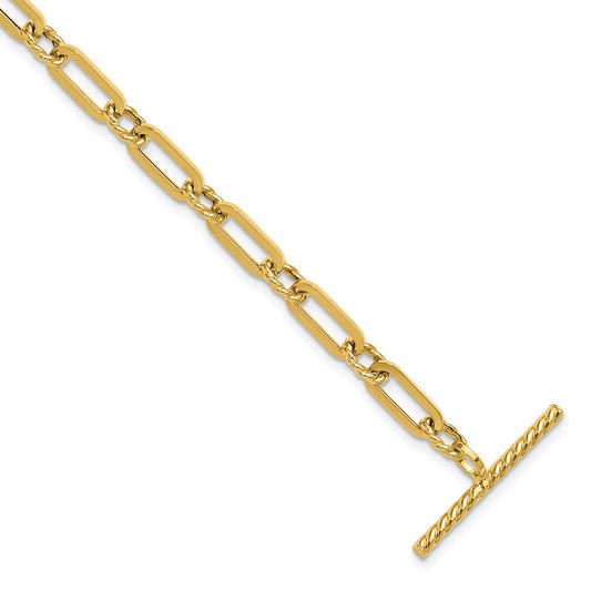 Polished and Twisted Fancy Link Toggle Bracelet 7" - 4.2g