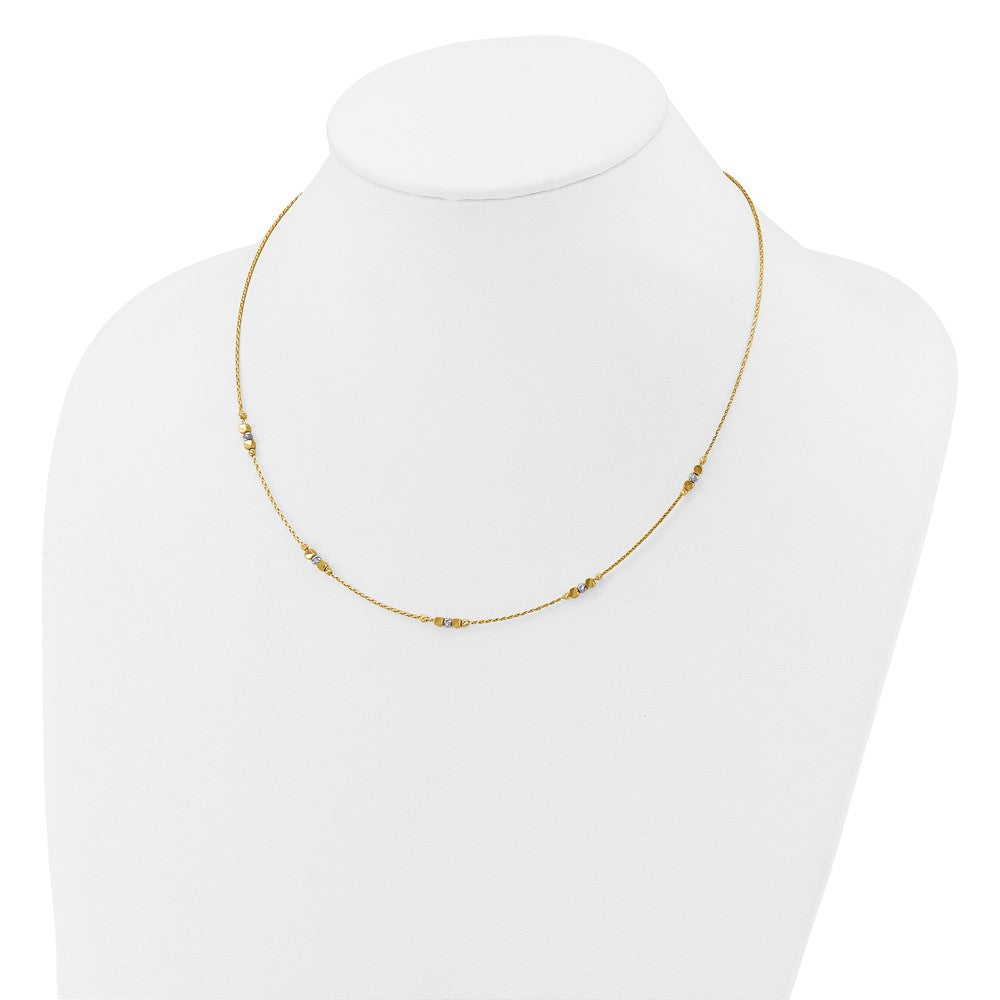 Polished/Texture/Dia-cut Beads w/2in ext. Necklace