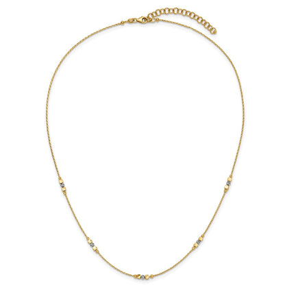 Polished/Texture/Dia-cut Beads w/2in ext. Necklace