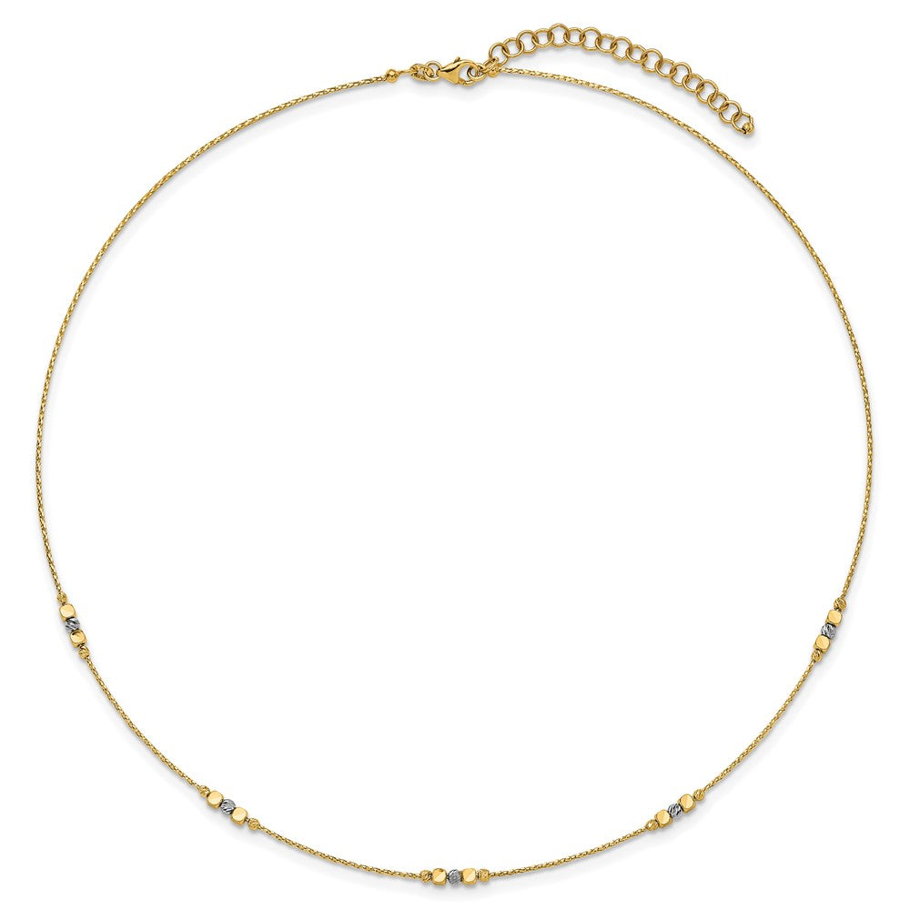 Polished/Texture/Dia-cut Beads w/2in ext. Necklace