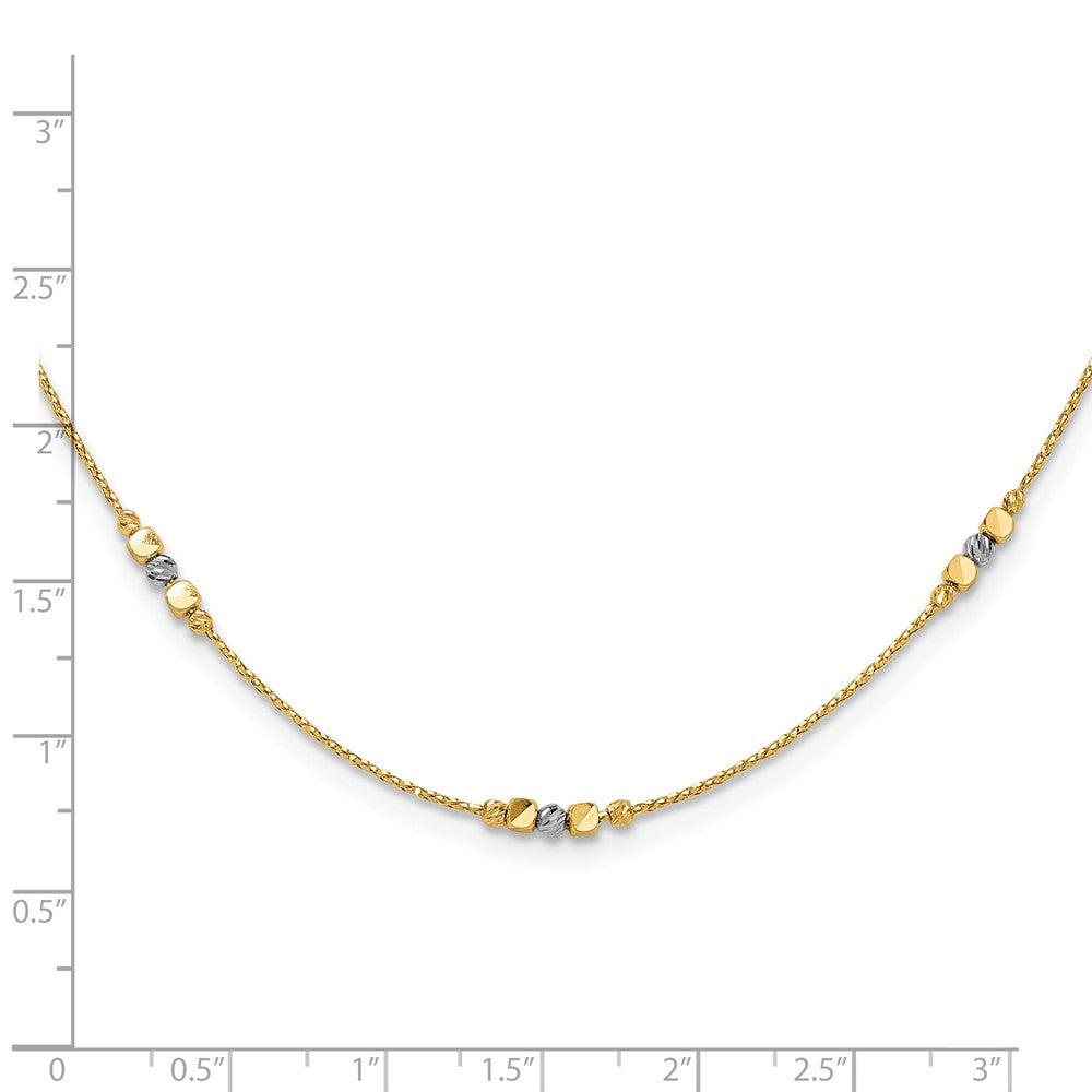 Polished/Texture/Dia-cut Beads w/2in ext. Necklace