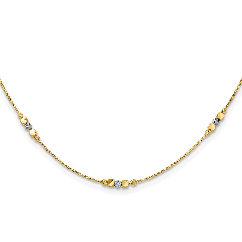 Polished/Texture/Dia-cut Beads w/2in ext. Necklace