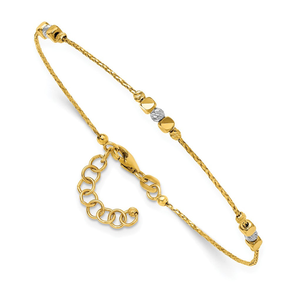 Polished/Texture/Dia-cut Beads w/1in ext. Bracelet