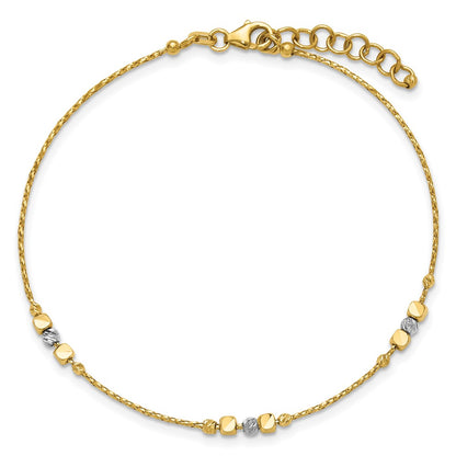 Polished/Texture/Dia-cut Beads w/1in ext. Bracelet