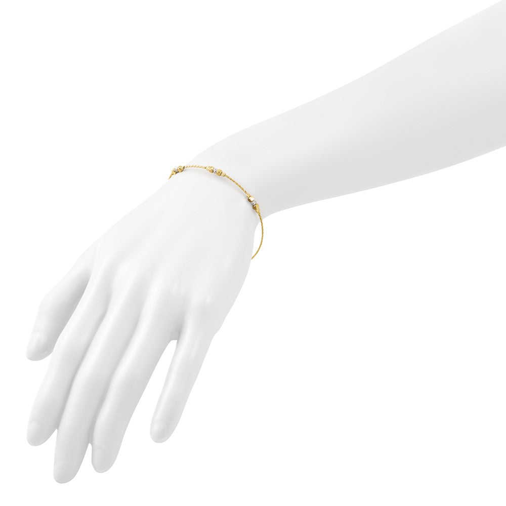 Polished/Texture/Dia-cut Beads w/1in ext. Bracelet