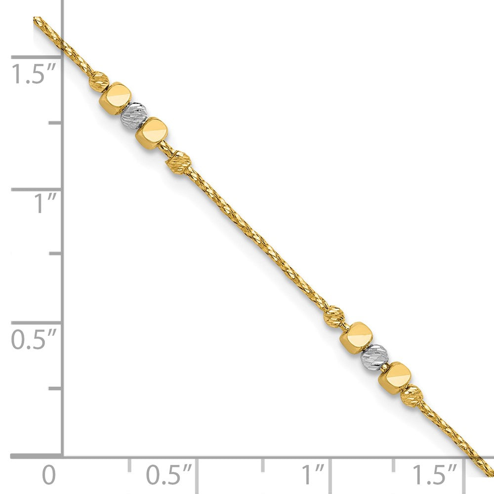 Polished/Texture/Dia-cut Beads w/1in ext. Bracelet