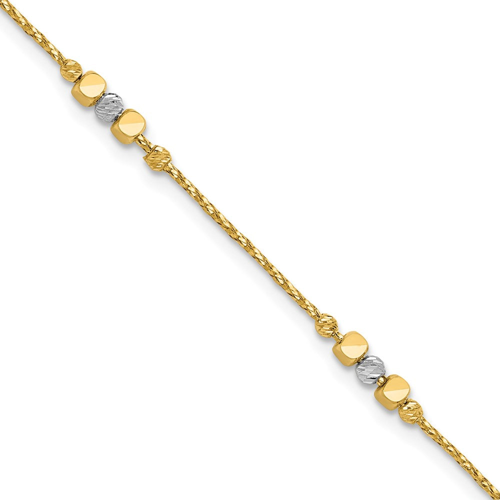 Polished/Texture/Dia-cut Beads w/1in ext. Bracelet