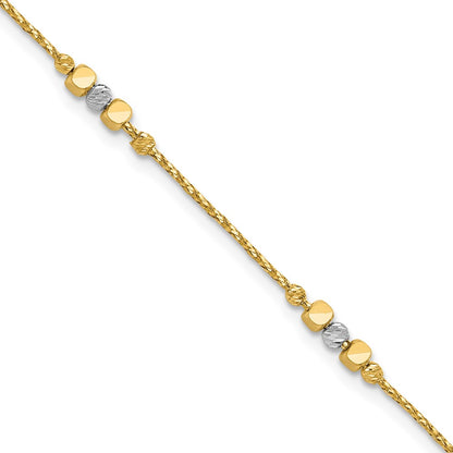 Polished/Texture/Dia-cut Beads w/1in ext. Bracelet