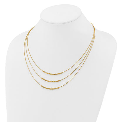Polished/Texture/Dia-cut Beads 3-strand w/ 2in ext. Necklace