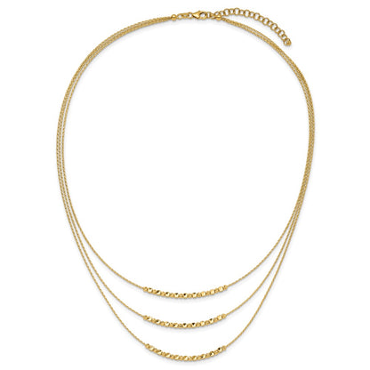 Polished/Texture/Dia-cut Beads 3-strand w/ 2in ext. Necklace