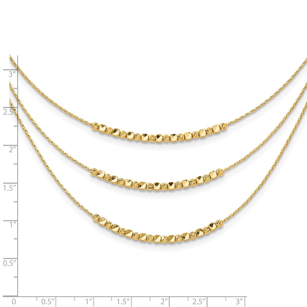 Polished/Texture/Dia-cut Beads 3-strand w/ 2in ext. Necklace
