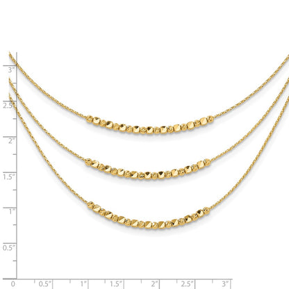 Polished/Texture/Dia-cut Beads 3-strand w/ 2in ext. Necklace