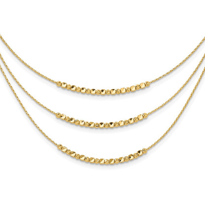 Polished/Texture/Dia-cut Beads 3-strand w/ 2in ext. Necklace