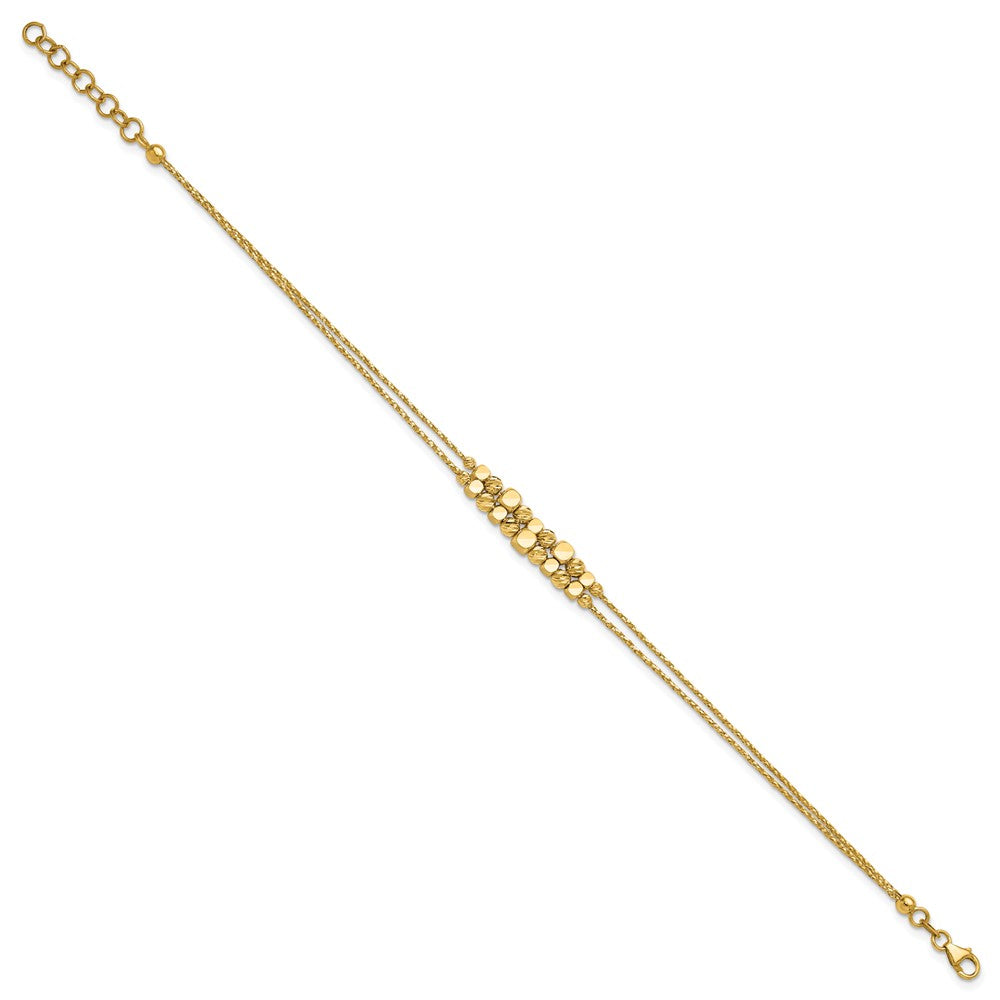Polished/Texture/Dia-cut Beads 2-Strand w/ 1in ext. Bracelet