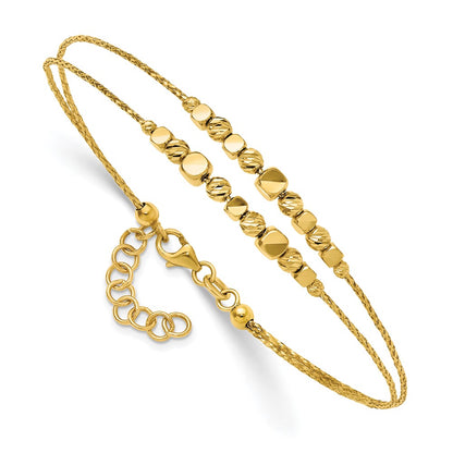 Polished/Texture/Dia-cut Beads 2-Strand w/ 1in ext. Bracelet