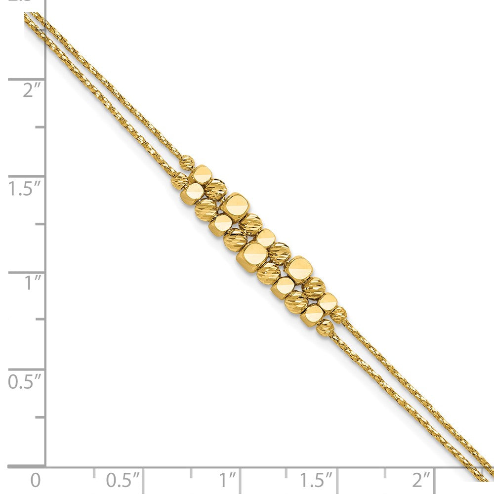 Polished/Texture/Dia-cut Beads 2-Strand w/ 1in ext. Bracelet