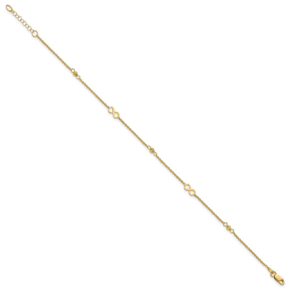 Polished/Diamond-cut Infinity Plus 1in ext. Anklet