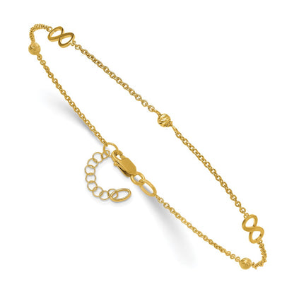 Polished/Diamond-cut Infinity Plus 1in ext. Anklet