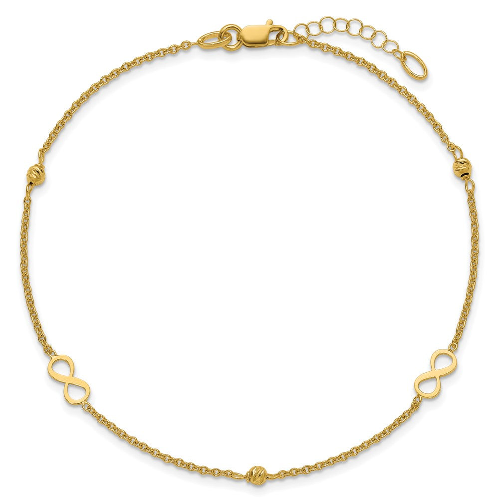 Polished/Diamond-cut Infinity Plus 1in ext. Anklet