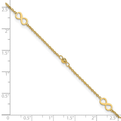 Polished/Diamond-cut Infinity Plus 1in ext. Anklet