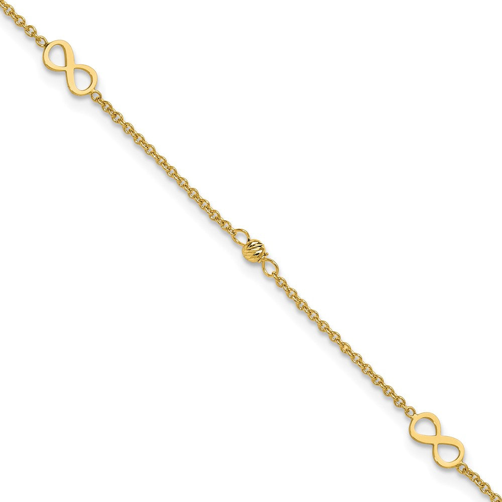 Polished/Diamond-cut Infinity Plus 1in ext. Anklet