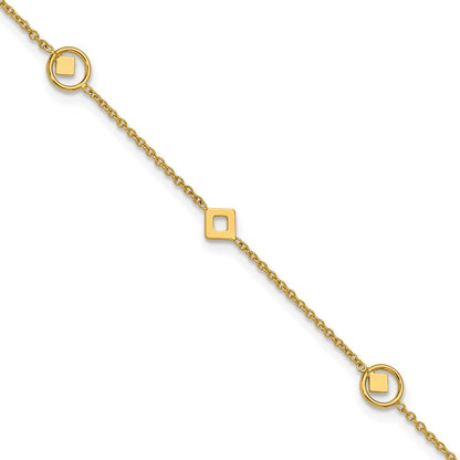 Polished Geometric Station Plus 1in ext. Anklet