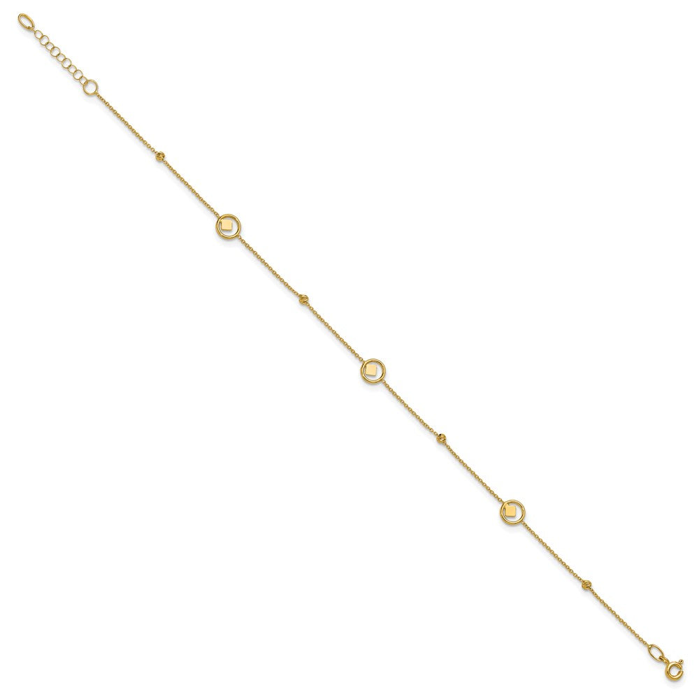 Polish/Dia-cut Geometric Bead Plus 1in ext. Anklet