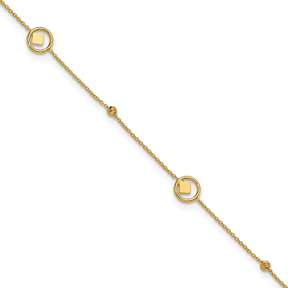 Polish/Dia-cut Geometric Bead Plus 1in ext. Anklet