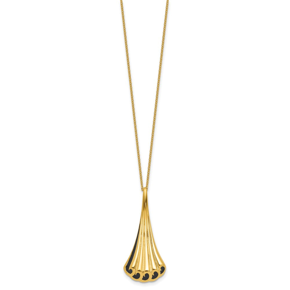Polished Fancy w/1.25in ext. Necklace with Black Enamel
