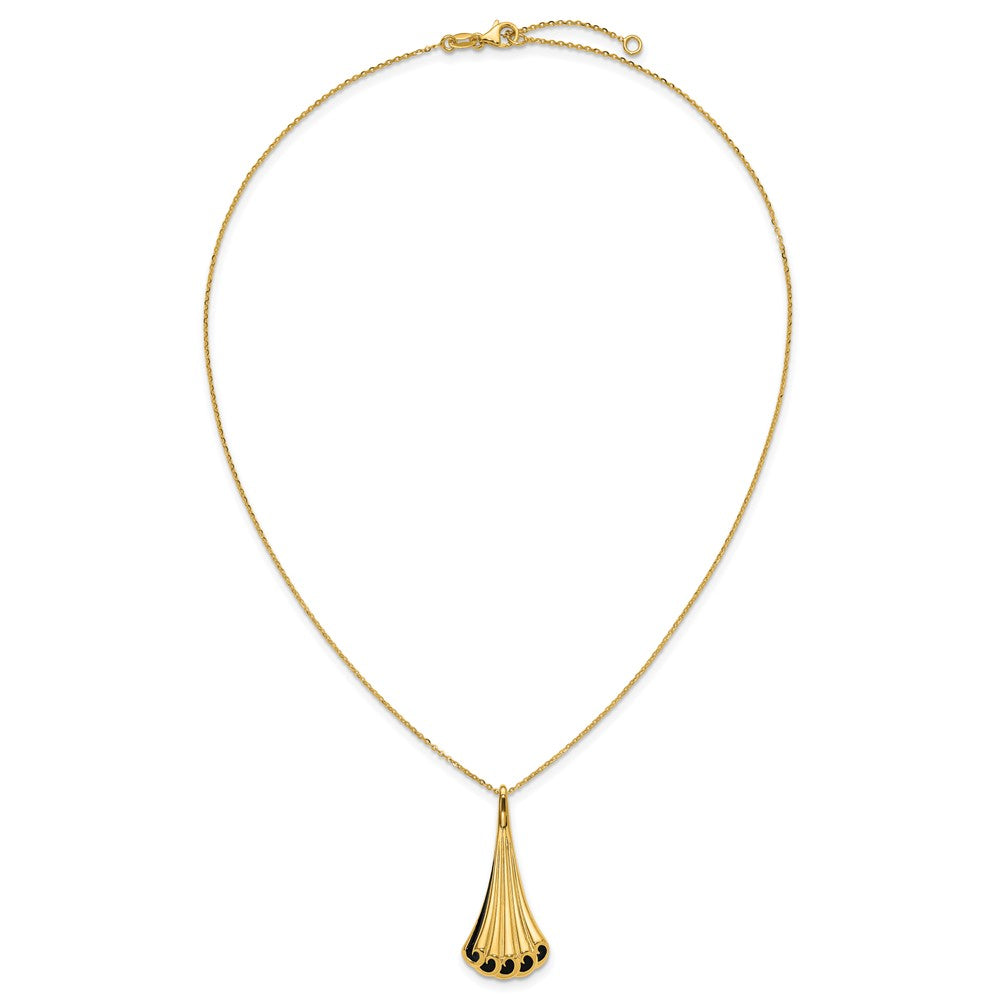 Polished Fancy w/1.25in ext. Necklace with Black Enamel