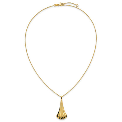 Polished Fancy w/1.25in ext. Necklace with Black Enamel