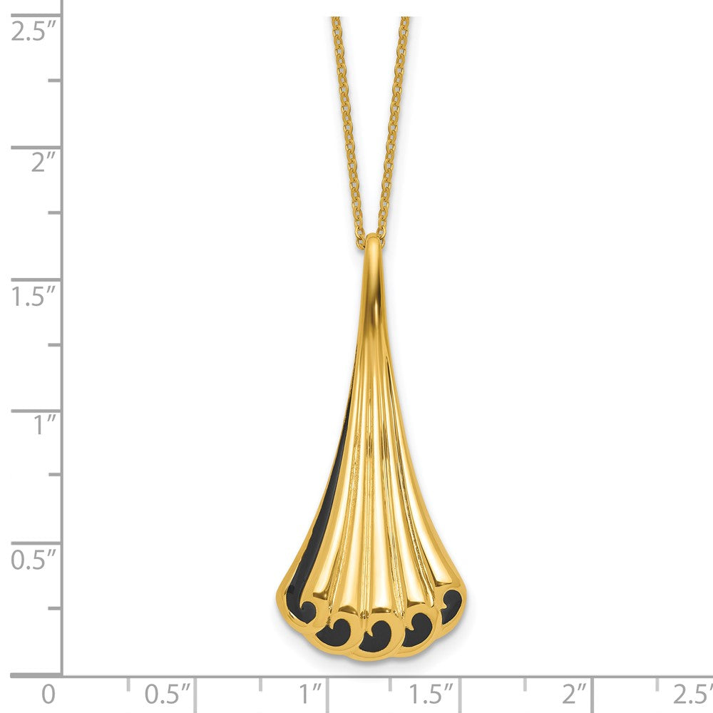 Polished Fancy w/1.25in ext. Necklace with Black Enamel