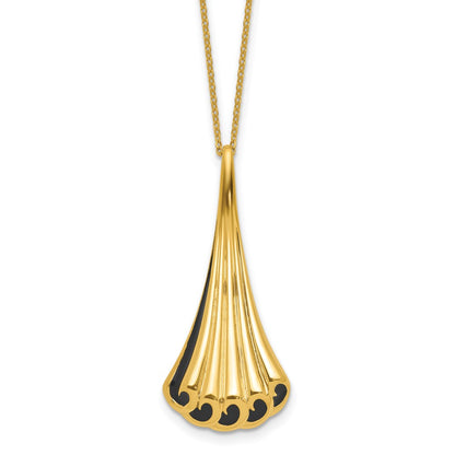 Polished Fancy w/1.25in ext. Necklace with Black Enamel