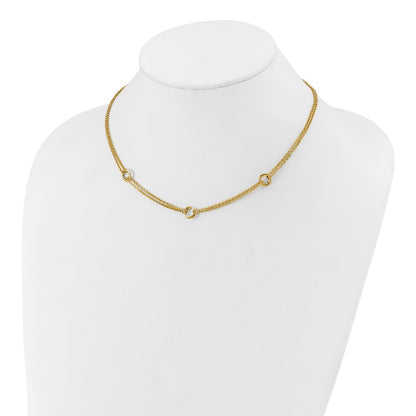 Polished/Dia-cut 2-Strand Circle Link w/2in ext. Necklace