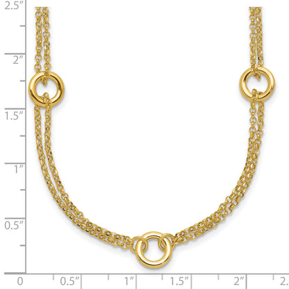 Polished/Dia-cut 2-Strand Circle Link w/2in ext. Necklace