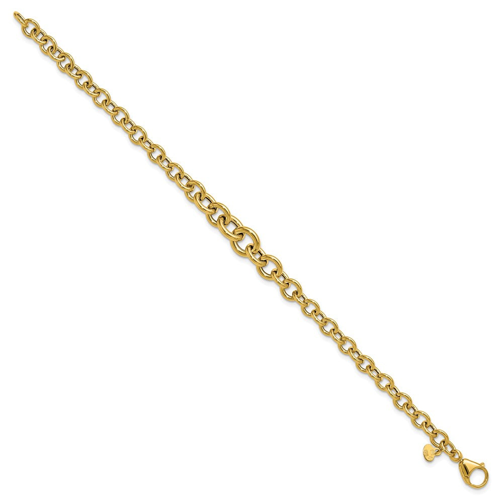 Polished Fancy Graduated Circle Link bracelet 7.5"