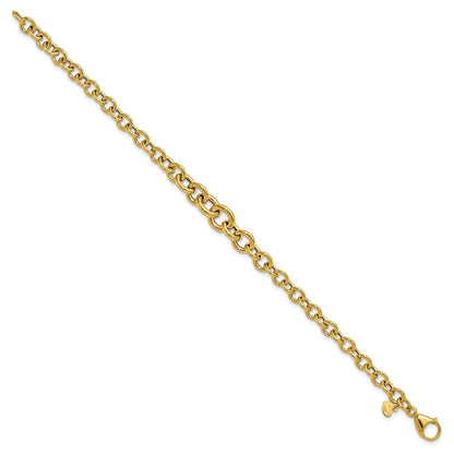 Polished Fancy Graduated Circle Link bracelet 7.5"