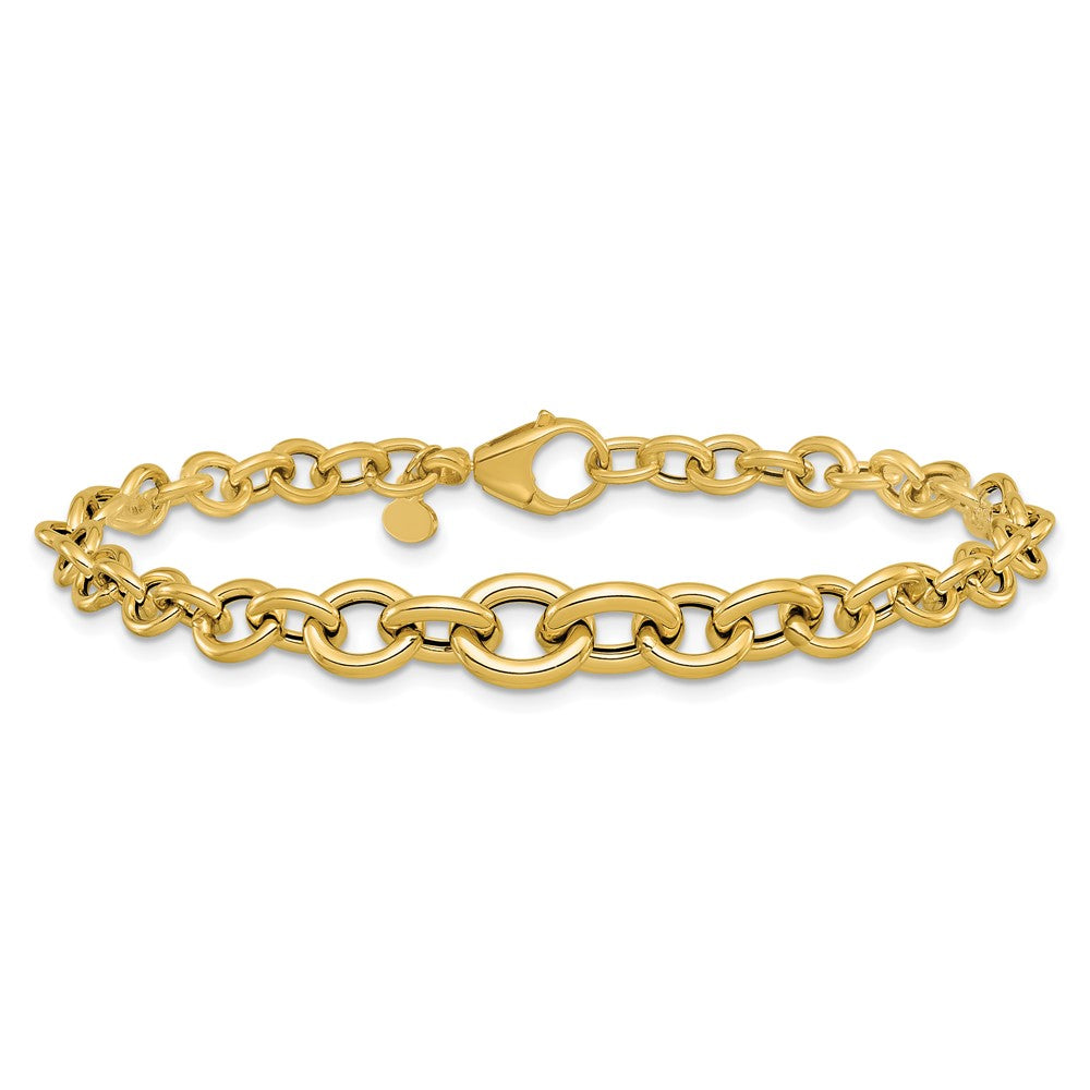 Polished Fancy Graduated Circle Link bracelet 7.5"