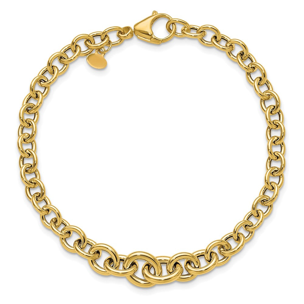 Polished Fancy Graduated Circle Link bracelet 7.5"