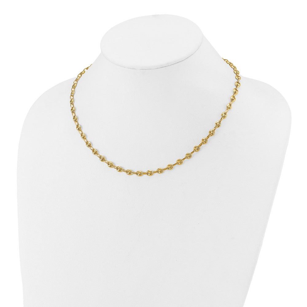 Polished Puffed Mariner Link Necklace 18"