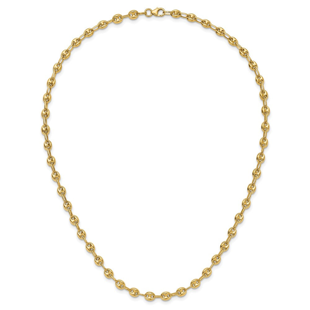 Polished Puffed Mariner Link Necklace 18"