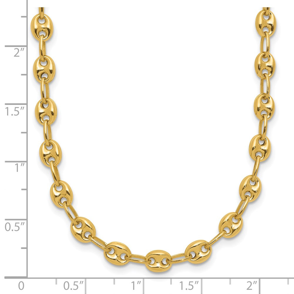 Polished Puffed Mariner Link Necklace 18"