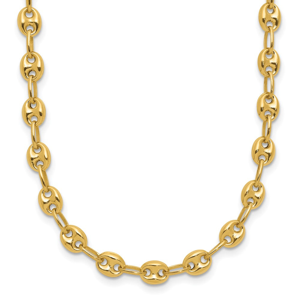 Polished Puffed Mariner Link Necklace 18"