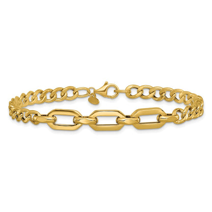 Polished Fancy Link Bracelet 8" - 3.58g