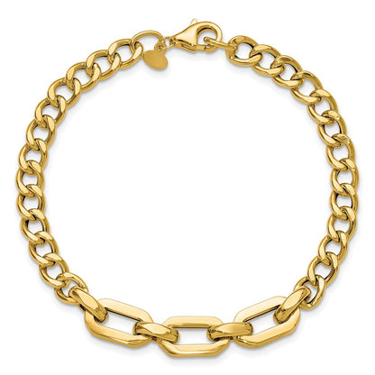 Polished Fancy Link Bracelet 8" - 3.58g