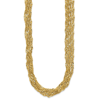 Polished/Diamond-cut Multi-strand Singapore Necklace 18"