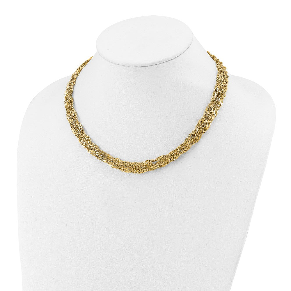 Polished/Diamond-cut Multi-strand Singapore Necklace 18"