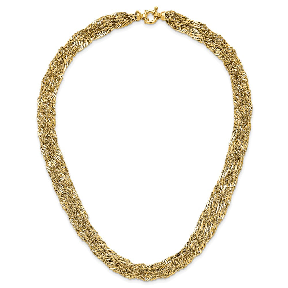 Polished/Diamond-cut Multi-strand Singapore Necklace 18"