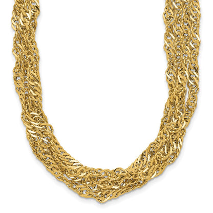 Polished/Diamond-cut Multi-strand Singapore Necklace 18"