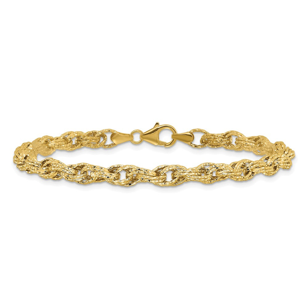 Polished/Textured/Dia-cut Twisted Link Bracelet 7.5"
